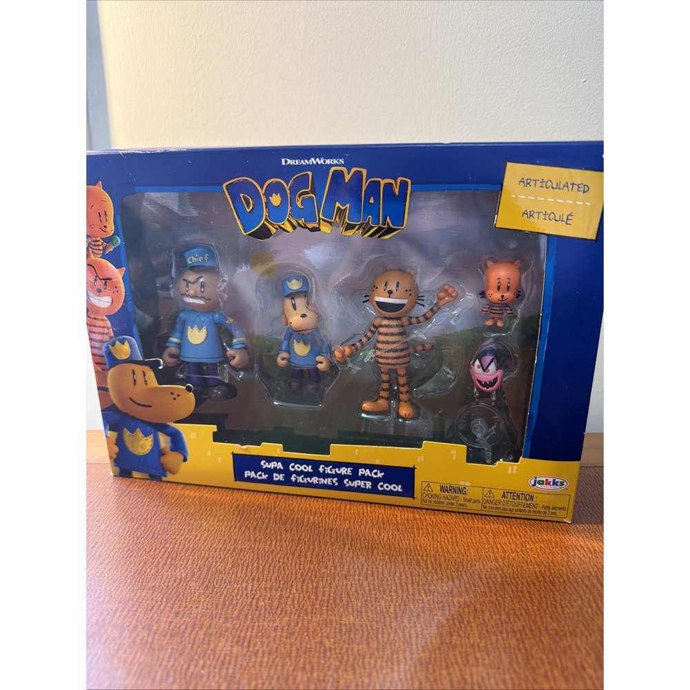 Dog Man Movie 5-Pack 3" Figure Set Dog Man, Chief, LiL' Petey, Flippy, Petey NEW